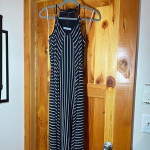 Athleta Black and White Striped Maxi Dress